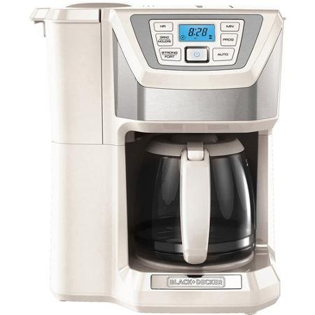 12-Cup, Mill and Brew, Programmable Coffee Maker With Grinder, White by BLACK+DECKER