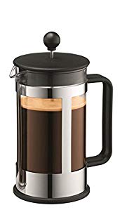 Bodum Kenya 8-Cup French Press Coffee Maker, 34-Ounce, Stainless Steel, Black