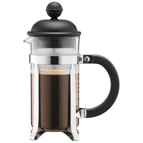 Bodum Caffettiera French Press Coffee Maker, Black Plastic Lid and Stainless Steel Frame, 3-Cup, 12-Ounce