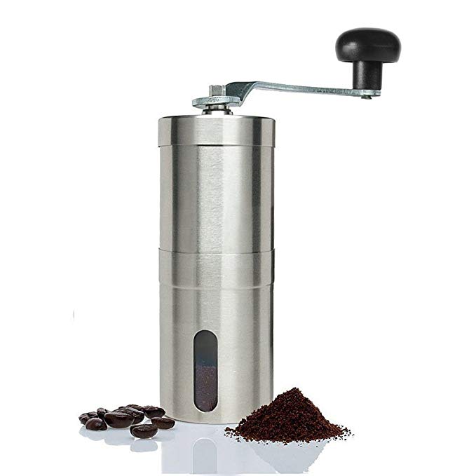 SZMWL Hand Coffee Grinder Manual Coffee Press Ceramic Burr Grinder Made with Professional Grade Stainless Steel- Perfect for French Press, Espresso or as a Spice Grinder or Herb Grinder - Mini Size