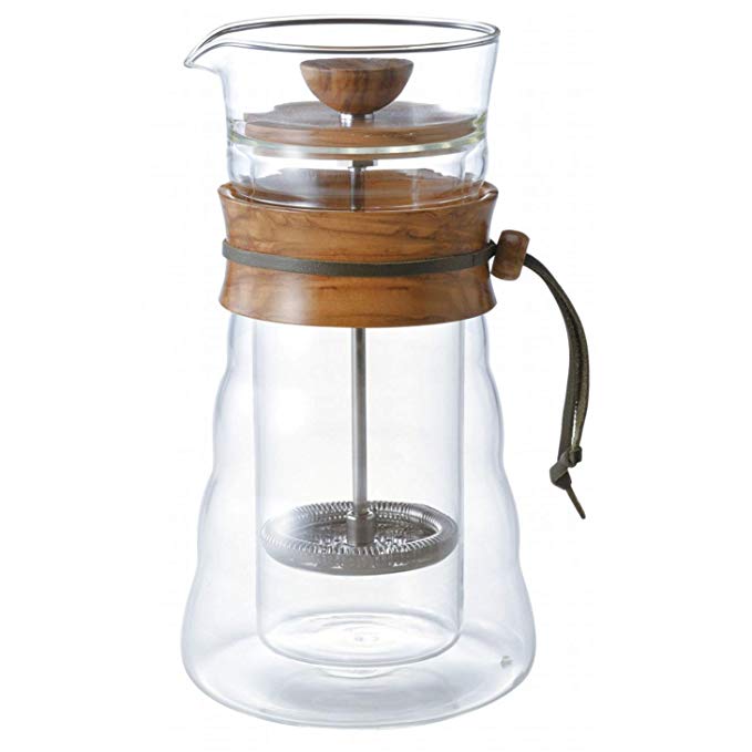 Hario Double Glass Coffee Press, 400ml, Olivewood