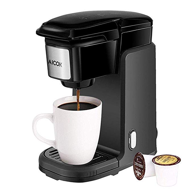 Aicok Single Serve Coffee Maker, Coffee Machine with Removable Cover for Most Single Cup Pods including K-CUP pods, Quick Brew Technology, AC507