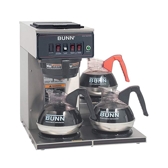 Bunn 12950.0112 CWT-3 Automatic Commercial Coffee Brewer with 3 Lower Warmers (120V)