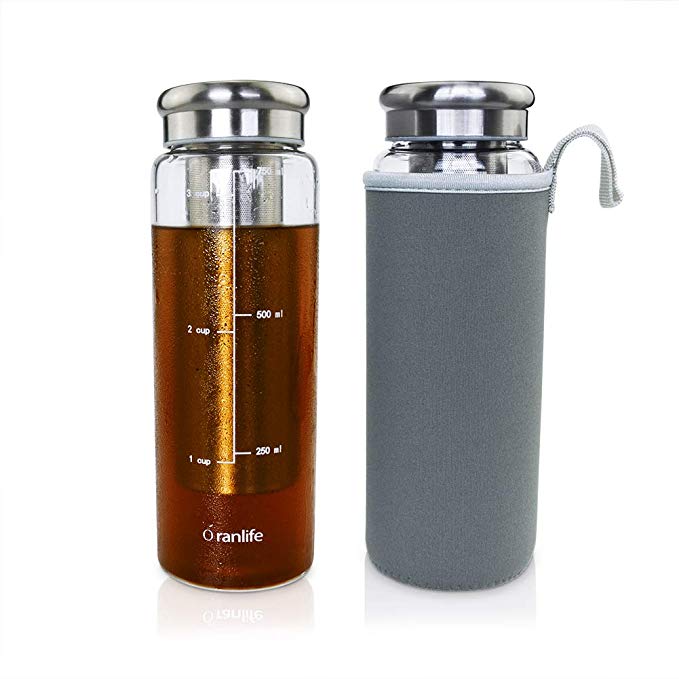 Cold Brew Coffee Bottle by Oranlife 26 oz Portable Iced Tea Brewing Coffee with Deep Removable Stainless Steel Filter and Airtight Lid Infuser for Travel, Business, Outdoor