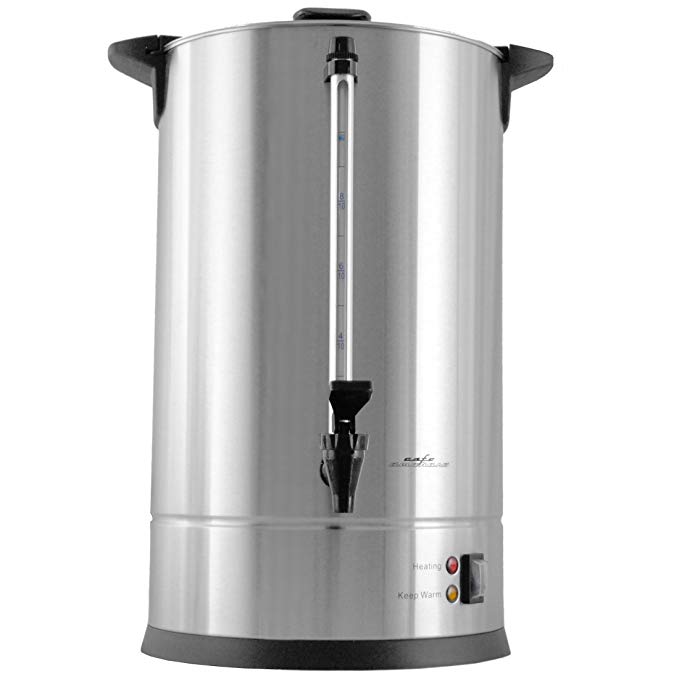 Cafe Amoroso 50 Cup Stainless Steel Coffee Maker Urn - Premium Commercial Double Wall Design - Perfect For Catering, Churches, Banquets, Restaurants - 1 Year Warranty (50 Cup)