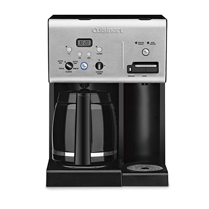 Cuisinart CHW-12 Coffee Plus 12-Cup Programmable Coffeemaker with Hot Water System, Black/Stainless (Certified Refurbished)