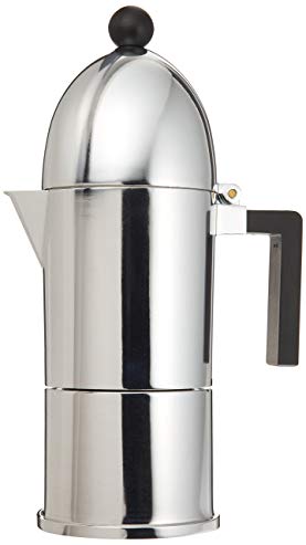 Alessi A9095/6 B La Cupola 6-Cup Silver Aluminum Espresso Maker With Black Handle