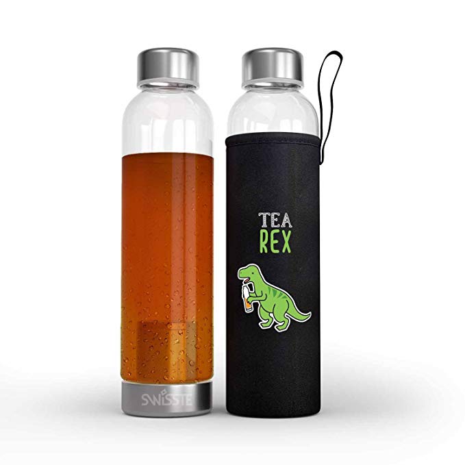 Tea Infuser Cold Brew Coffee Maker - 17 oz On-The-Go Travel Size, Make Amazing Cold Brew Tea and Coffee with This Premium Durable BPA Free Glass Bottle -100% Leakproof Design - Best for Gift