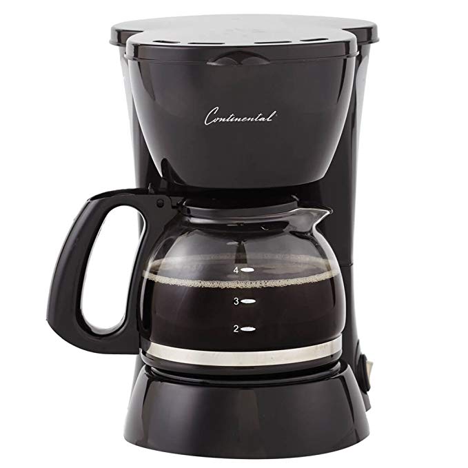 Continental Electric 4-Cup Coffee Maker, Black