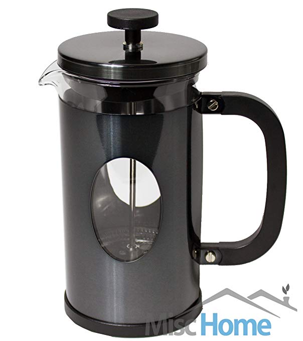 [1 Liter, 34 Oz] Gourmet Gunmetal Finish Stainless Steel French Press Coffee Maker Tea Maker, Coffee Press (Gunmetal)