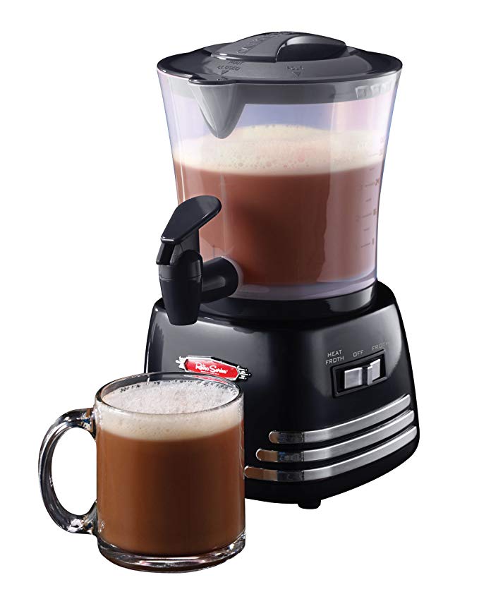 Nostalgia HCM700 Hot Chocolate, Milk Frother, Cappuccino Latte Maker and Dispenser, 32-Ounce, Black