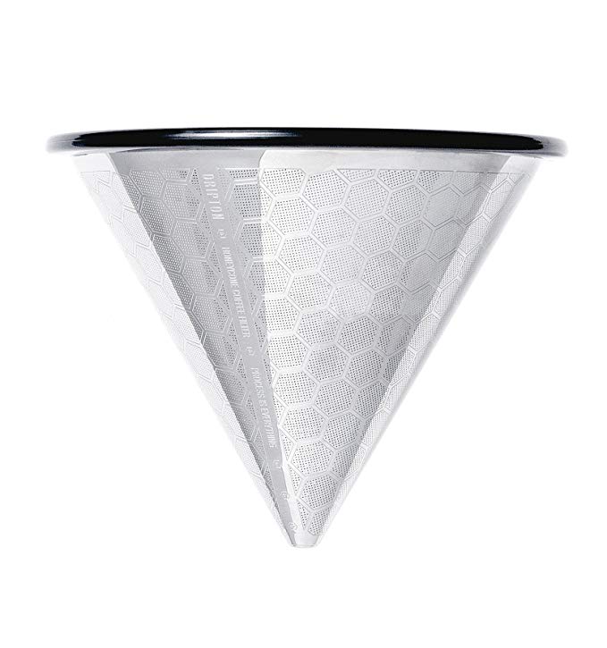 Pour Over Coffee Filter - 3rd Generation - Brew the Best Out of Your Coffee - Stainless Steel Reusable Cone Dripper. Made for Chemex Hario V60 and other Coffeemakers. HoneyCone by Dripton