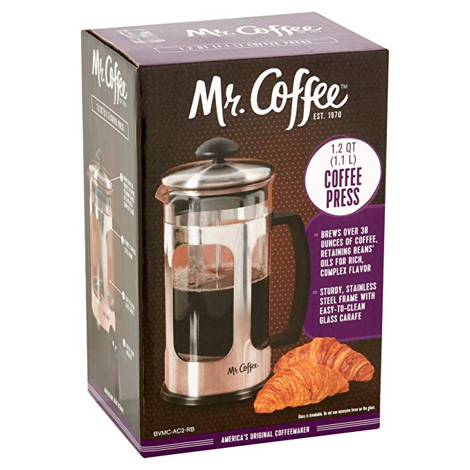 Mr. Coffee 1.2 Quart (1.1 Liter) french Coffee Press Mesh Filter