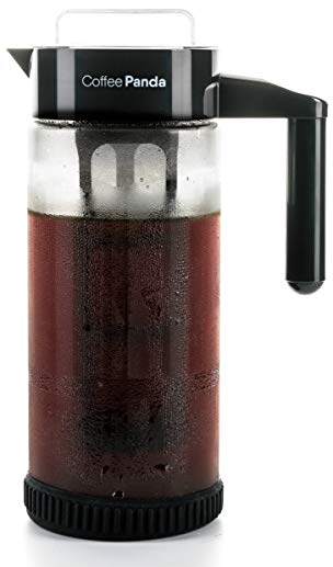 Cold Brew Coffee Maker By Coffee Panda - Protective No Slip Base - 44 Ounce / 1.3 Quart Heavy-Duty Glass Pitcher with Easy To Clean Reusable Mesh Filter - Dishwasher Safe - Iced Coffee and Tea Brewer