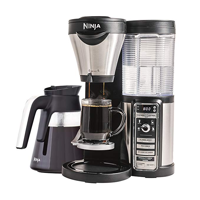 Ninja Coffee Maker for Hot/Iced/Frozen Coffee with 4 Brew Sizes, Programmable Auto-iQ, Milk Frother, 43oz Glass Carafe, and Tumbler (CF080Z)