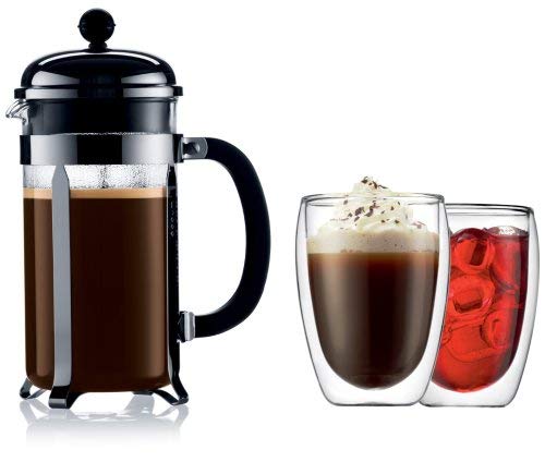 Bodum Chambord 8-Cup Press with Bonus Pavina Thermal Glasses