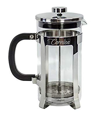 Carnica French Press Coffee Maker | 8-Cup, 34-Ounce Capacity | Clear Glass Carafe w/ Stainless-Steel Accents | Bonus Recipe eBook