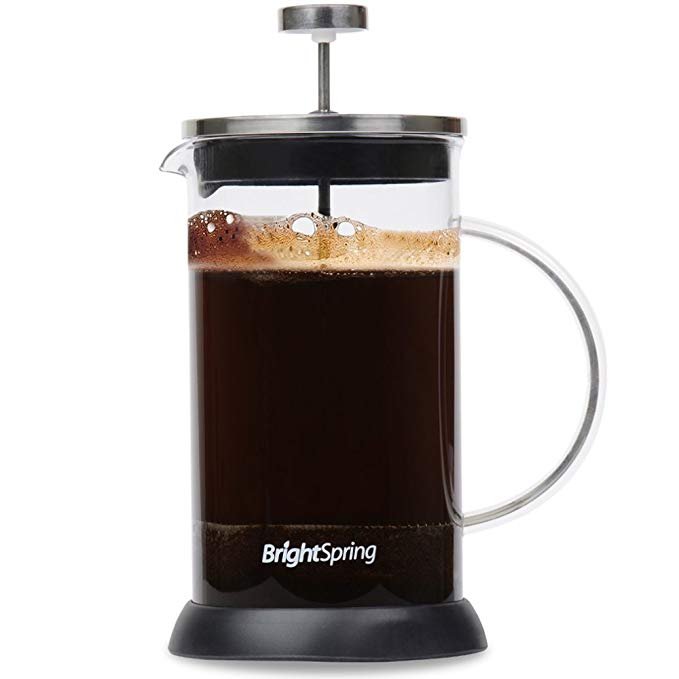 Clearance - BrightSpring French Press Coffee & Tea Maker – 34-Ounce/8 Cup Heat Resistant Glass Filter Jug