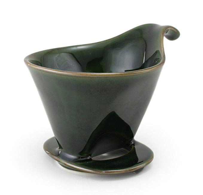 ZERO JAPAN Ceramic Coffee Dripper - Large - Drip Cone Brewer (Antique Green)