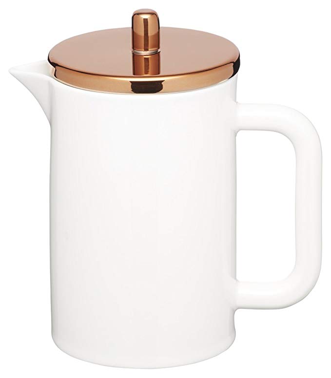 Kitchencraft Le'xpress Pure White Bone China 6 Cup Cafetiere With Copper Effect