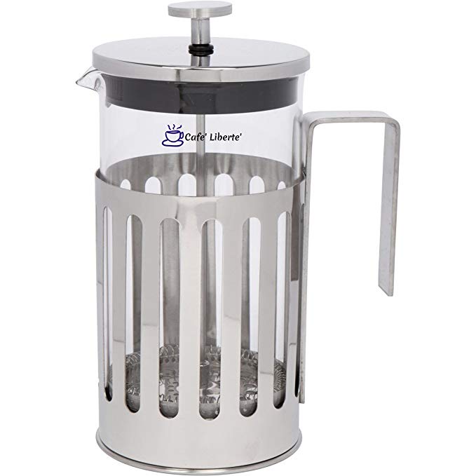 Cafe'Liberte' French Coffee/Tea Press - 8 Cup (1 Liter/34 oz) - Polished Stainless Steel