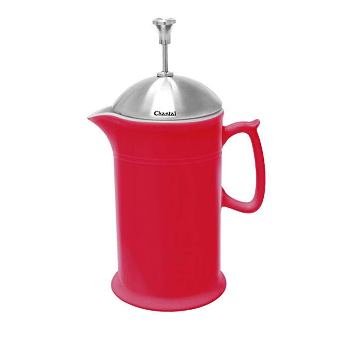 Chantal 92-FP28 SR Ceramic French Press with Stainless Steel Plunger/Lid, Red