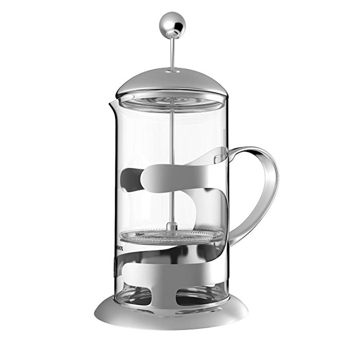 SAILNOVO French Press Coffee Maker 2 IN 1 Stainless Steel Filter Borosilicate Glass Espresso or Tea Maker 8 Cups of coffee, 34 Oz 1000ML