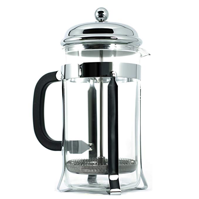 My Cozy Home Heat Resistant Glass French Press Coffee Maker with Double Screen Stainless Steel Filtering System and Scoop, 34 oz.