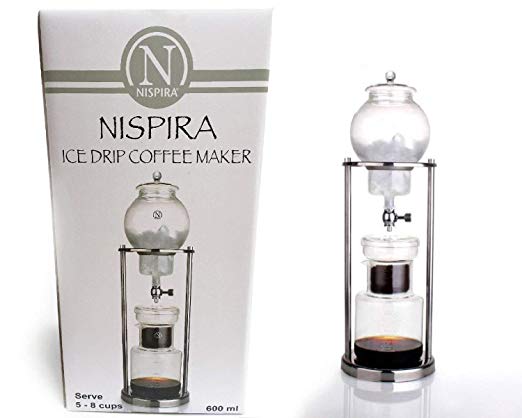NISPIRA Luxury Ice Cold Brew Dripper Coffee Maker in Stainless Steel and Borosilicate Glass