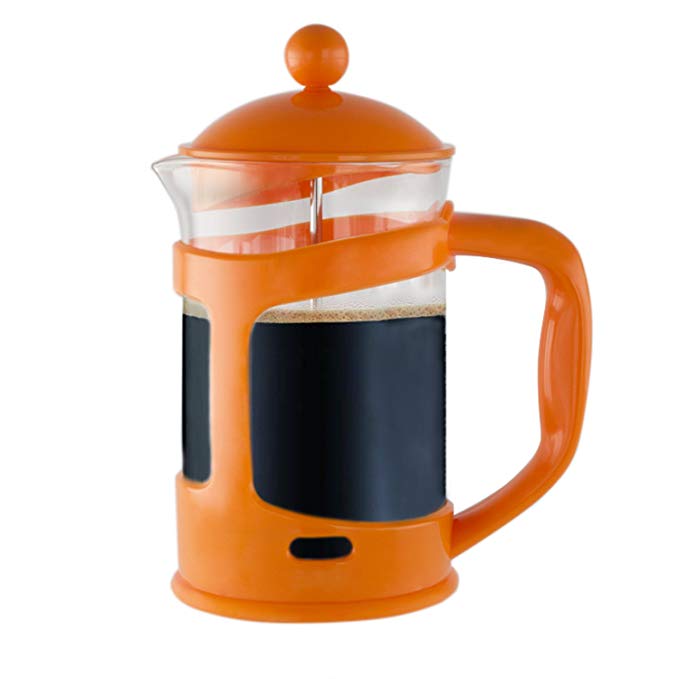 Imperial Home Colorful French Press Coffee & Tea Maker 3 Cup (28 Oz) – Borosilicate Glass Cafetiere French Coffee Maker With Mesh Filter (Orange)