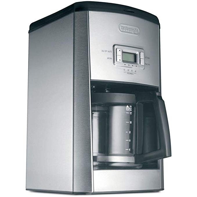 DeLonghi 14-Cup Programmable Drip Coffeemaker with AromaButton, Pause and Serve Feature and Built-In Cup Warmers, 24 Hour Digital Timer