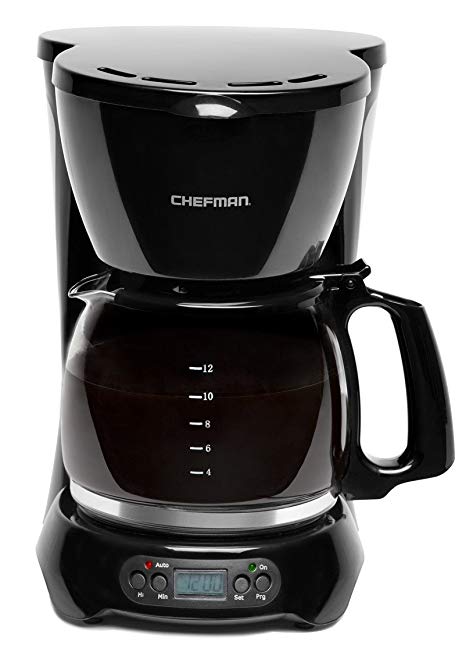 Chefman 12 Cup Programmable Coffee Maker with Thermal Drip Free Carafe, Pause & Serve & Auto Shut Off Safety Features, Permanent Filter, Black