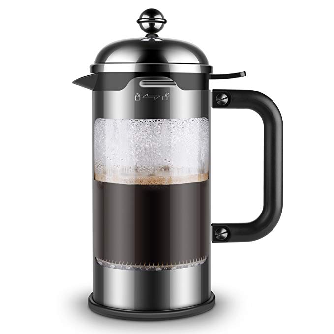 4 cups Coffee French Press, borosilicate glass stainless steel filter. Dishwasher friendly. For cafe lovers family. Set with spare filters and measure scoop. …