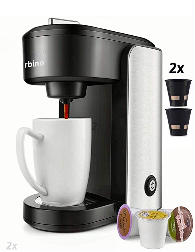 Urbino Fusion compatible with K-cup Coffee Maker, Stainless Steel/Black with Gradient Water Reservoir,Auto Shut Off,1000 Watts