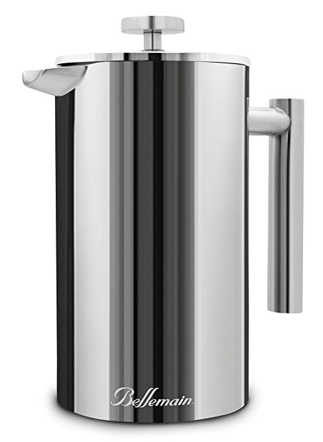 Bellemain French Press - Extra Filters Included - Coffee and Tea Maker - Stainless Steel - 34 fl. oz (1 Liter). - 2-Year Warranty