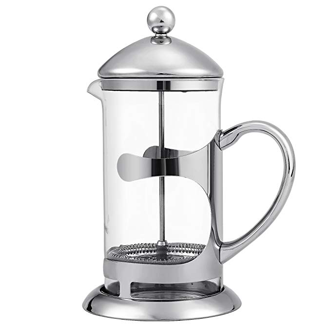 Noeler 8 Cups French Press Tea & Coffee maker, French Press Coffee Plunger for Home and Office,34oz,1L (silver)