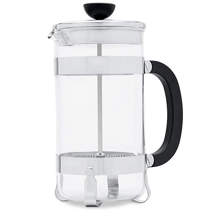 French Press Coffee Maker – Heat Resistant Borosilicate Glass with High-Grade Stainless Steel to Keep Drinks Hot for Longer – BPA-Free - Super Efficient Filtration System - 34 oz. (1 liter)