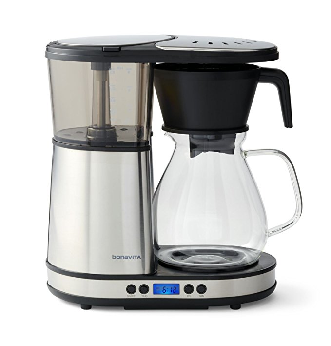 Bonavita BV1902DW 8-Cup One-Touch Coffee Maker Featuring Programmable Setting and Glass Carafe with Warming Plate, Silver
