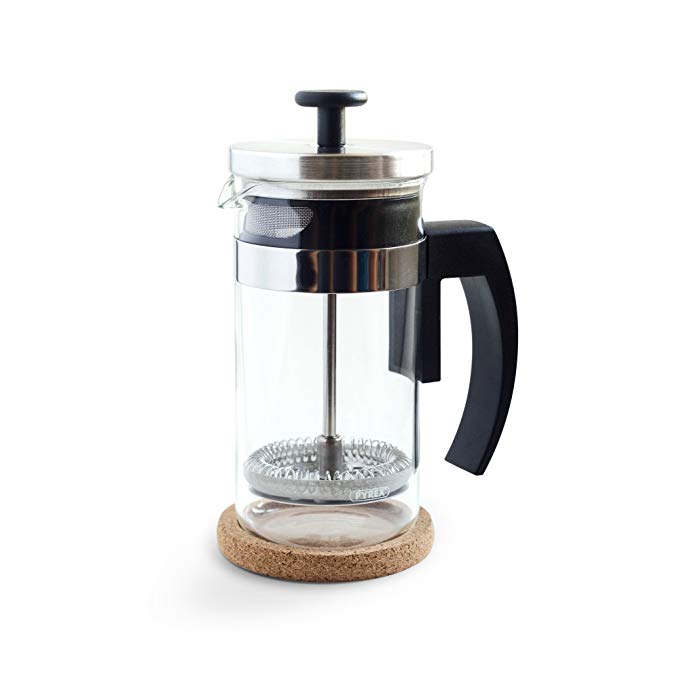 Brillante Small French Press Coffee Maker with 12 Ounce / 3 Cup Glass Beaker - Single Serve Cafetiere and Tea Maker BR-CP1-350