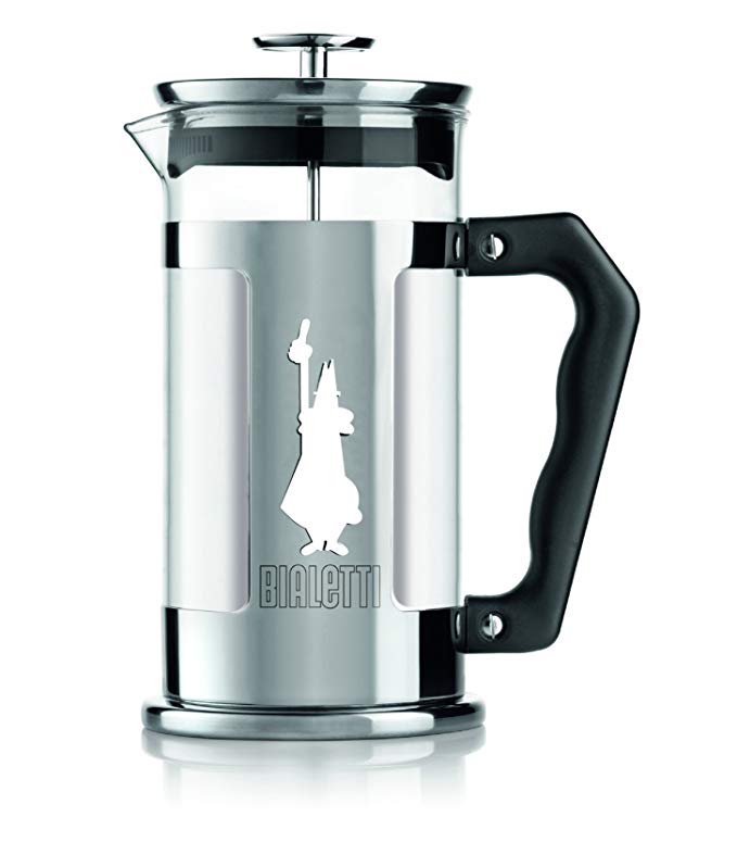 Bialetti Preziosa 8 Cup French Press Coffee Maker, Stainless Steel, Silver