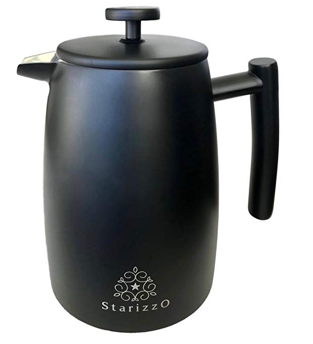Classico-Pro French Press Coffee Maker, Premium Thermal Dual-Wall, Insulated Stainless Steel, Stylish Black Matte Finish, 34 oz | 1L, Dependable Quality