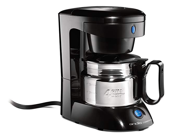 Andis 4-Cup Coffeemaker with Auto Shut-Off and Stainless Steel Crafte, Black (69045)