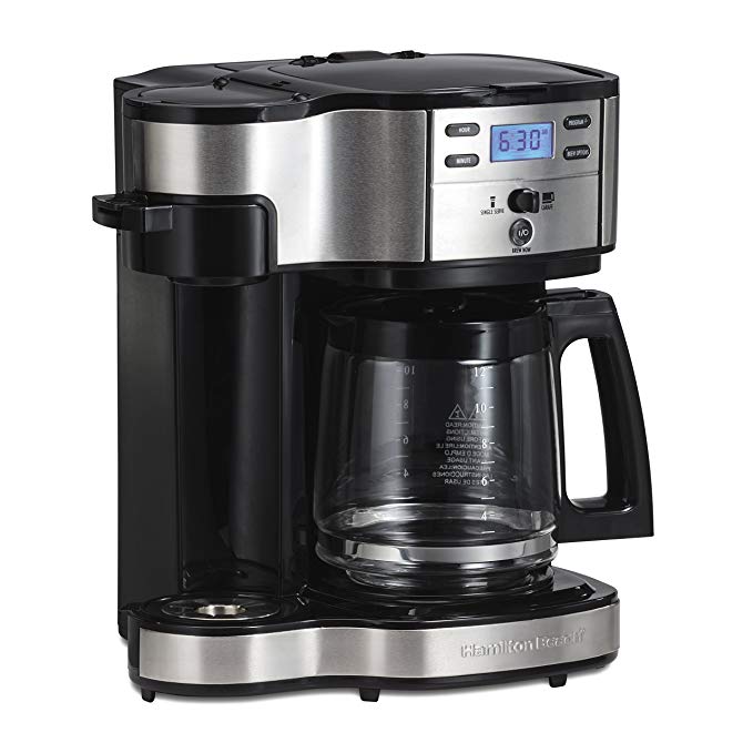 Hamilton Beach (49980A) Single Serve Coffee Maker and Coffee Pot Maker, Programmable, Black/Stainless Steel