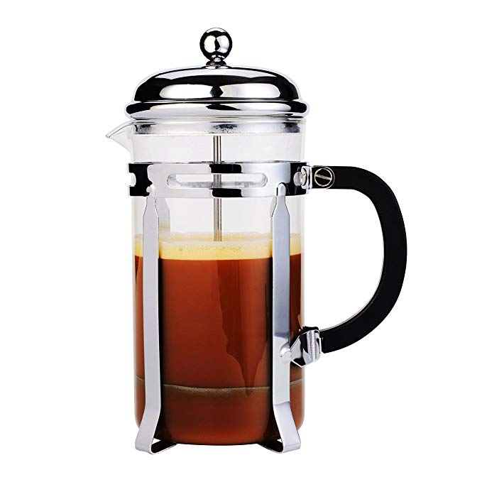 Stainless Steel French Press & Tea Makers 8 Cup (1 liter, 34 oz) -Best AOPERK Coffee Press Pot with 304 Grade (Black)AP315