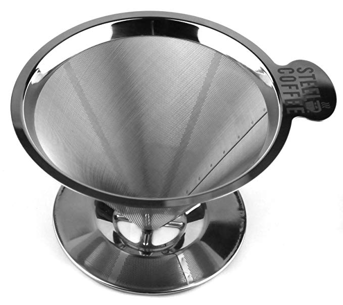 Steel Coffee Reusable​ ​Pour​ ​Over​ ​Coffee​ ​Dripper ​Stainless​ ​Steel​ ​Filter​ ​Coffee​ ​Maker ​Paperless​ ​Drip​​ ​Filter​ ​with​ ​Handle &​ ​Stand for​ ​Fresh​ Brew ​Dishwasher​ ​Safe