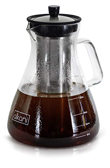 Cold Brew Coffee Maker - Stylish & EXTRA DURABLE 40oz/1.2L Glass Pitcher With Spout & Removable Stainless Steel Filter, Brews Perfectly Smooth Coffee Every Time, Ideal Refreshment For A Hot Summer Day