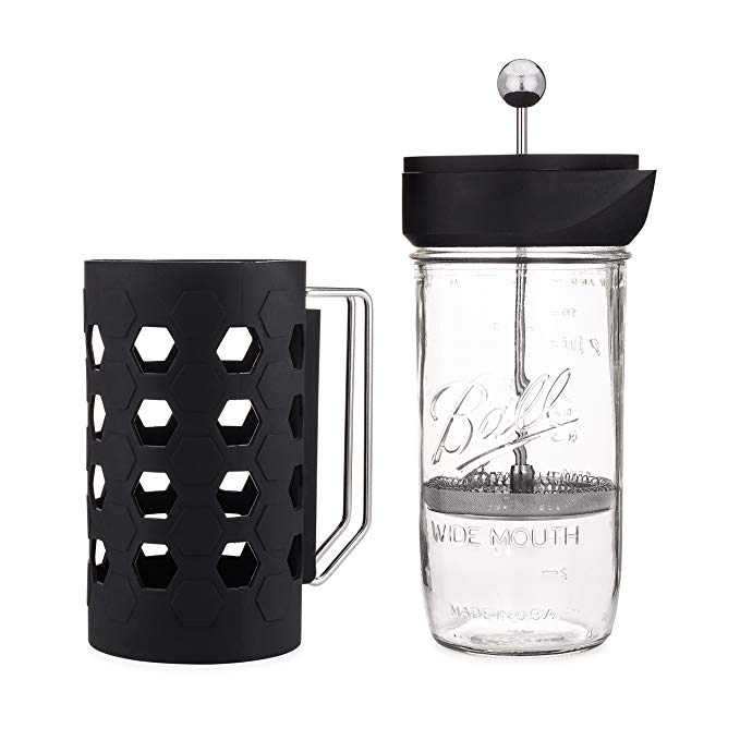 Mason Jar French Press Coffee Maker | Black | by Simple Life Cycle