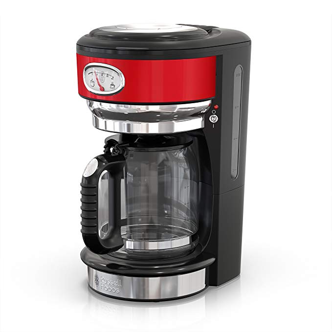 Russell Hobbs CM3100RDR Retro Style Coffeemaker, 8-Cup, Red And Stainless Steel