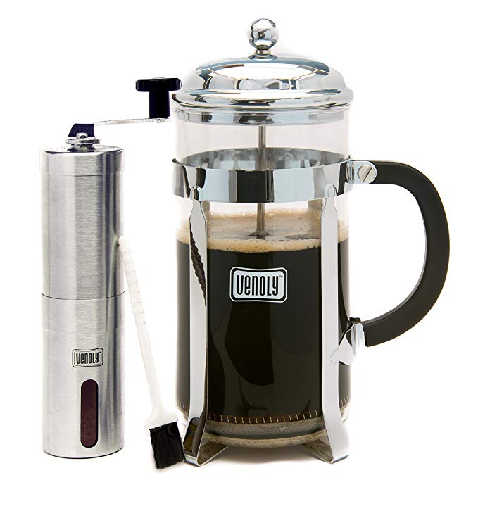 Venoly French Press Coffee Maker and Instant Coffee Grinder Set | Quality Food Grade Safe