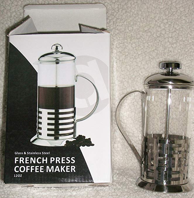 Glass & Stainless Steel French Press Coffee Maker 12 Oz